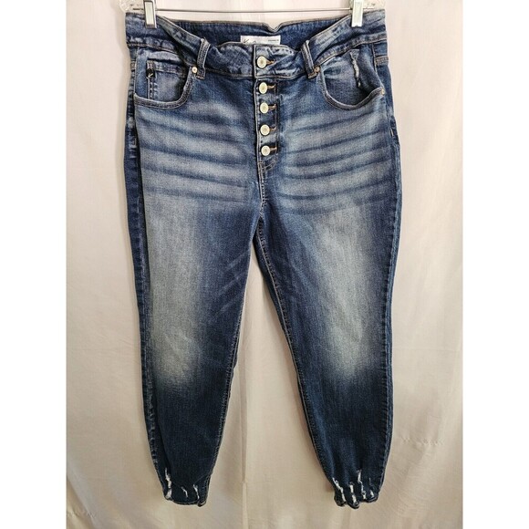 Kancan Jeans Womens Button Flat Front Raw Hem Jeans, Size 14. J133 - Picture 1 of 9